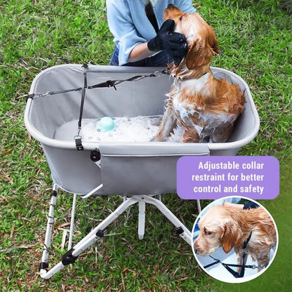 Elevated Dog Bath Tubs for Bath, Foldable Pet Dog Bathing Station, Adjustable, Ideal For Medium To Large Pets