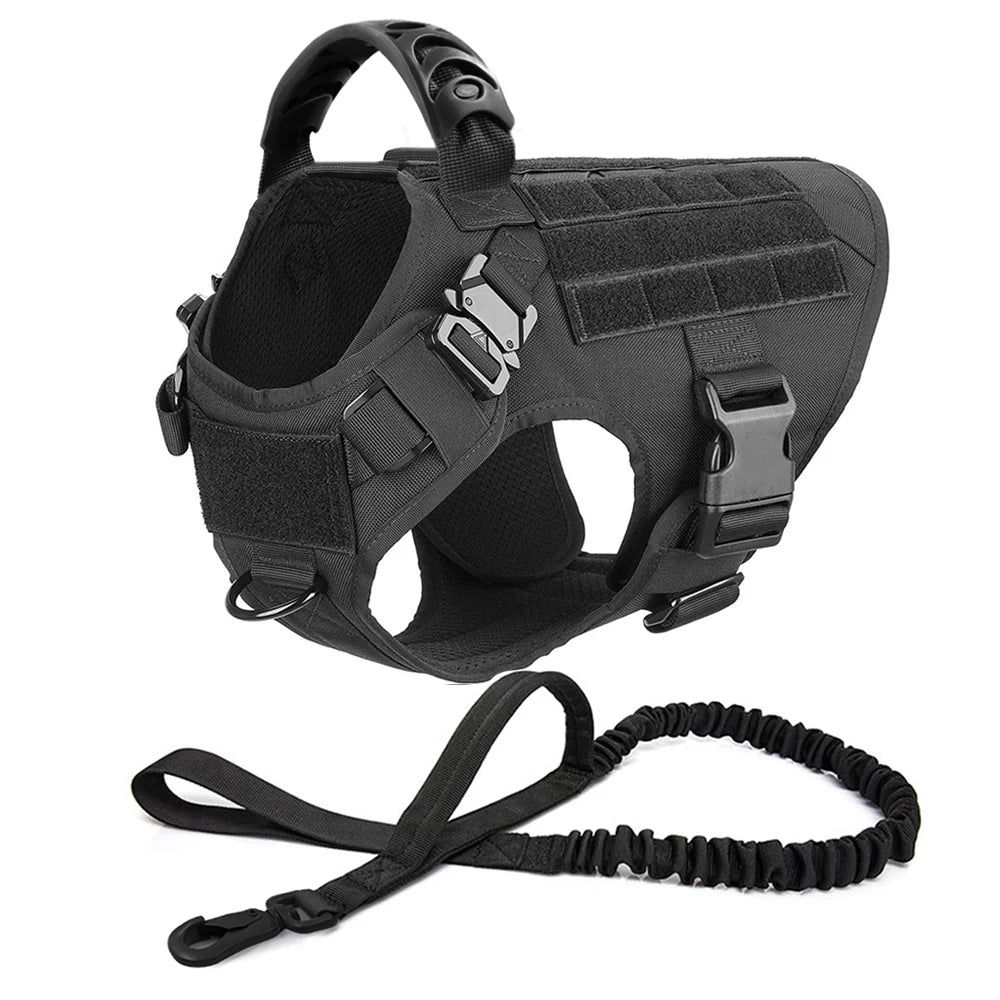 Tactical Dog Harness, Leash Set for Large Dogs, Military Harnesses for Training and Walking or Hunting