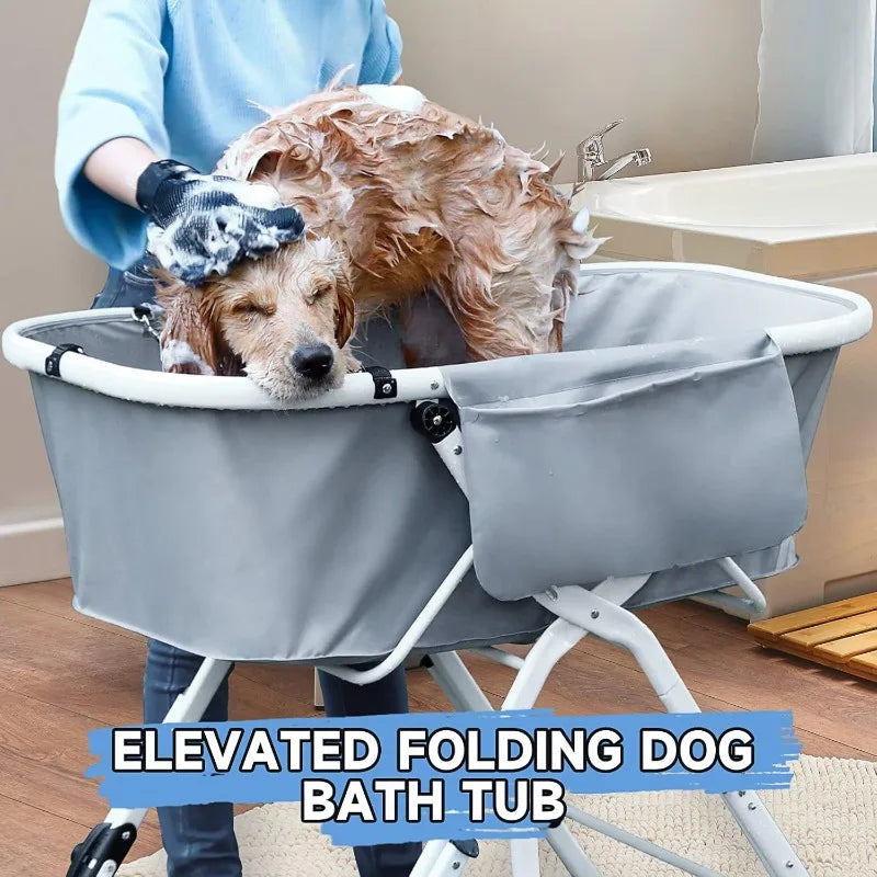 Elevated Dog Bath Tubs for Bath, Foldable Pet Dog Bathing Station, Adjustable, Ideal For Medium To Large Pets