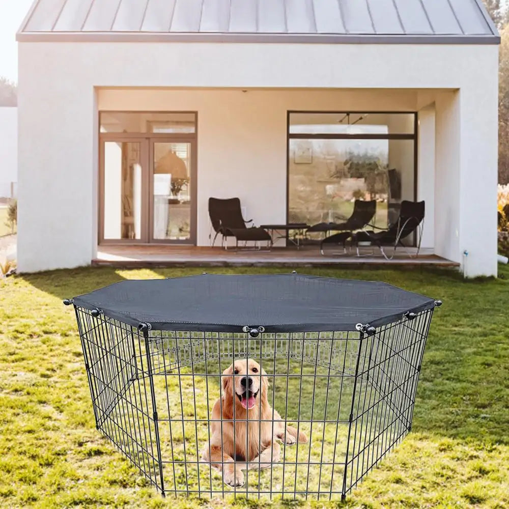 Dog or Puppy Playpen Covered from Sun and Rain, Rain Proof Cover,  Fits 8 Panels Dog Pen For Outdoor or Indoor, Escape-Proof