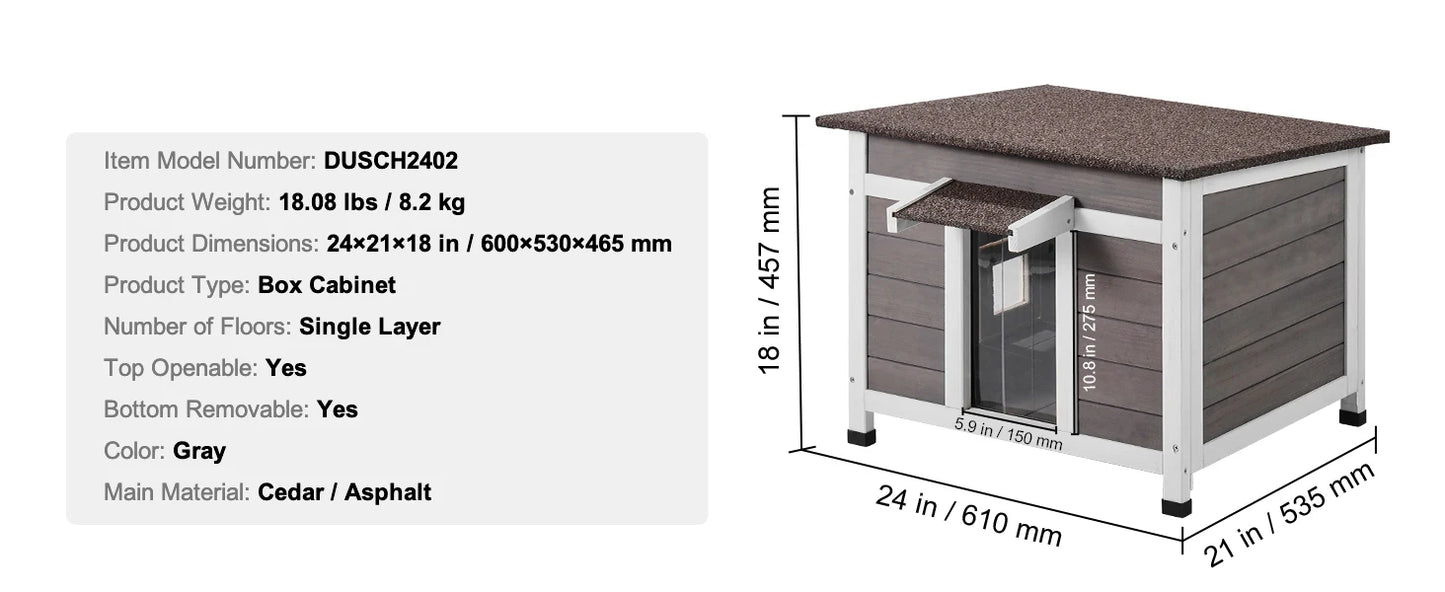 SucceBuy Outdoor Cat House Weatherproof, Feral Cat Shelter for Cat, Outdoor Wooden Cat or Rabbit House with All-Round Foam Insulated