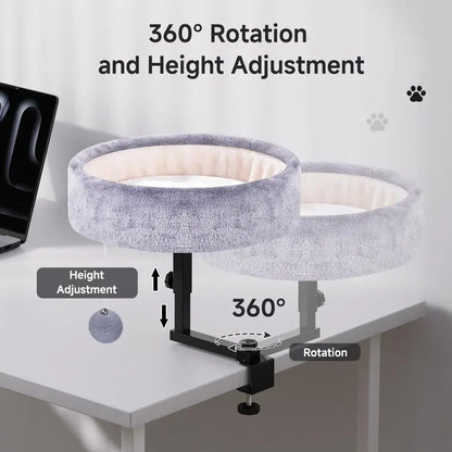 Desk Bed 360 Rotating amp Adjustable, Supports 44 lbs, Soft Faux Fur with DualSided Reversible Mat, Modern Indoor Cat Nest Furni