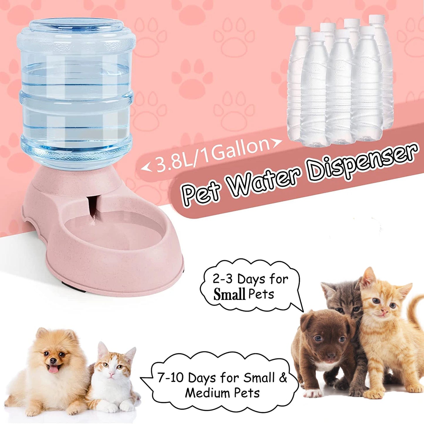 Automatic Water Dispenser Large Capacity, Pet Feeder Small Dog or CatFood Bowl