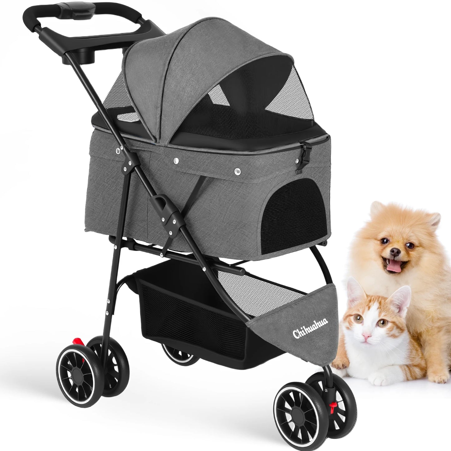 Pet Stroller For Small Puppy, Dogs & Cats, Travel Portable Dog Stroller,  Foldable