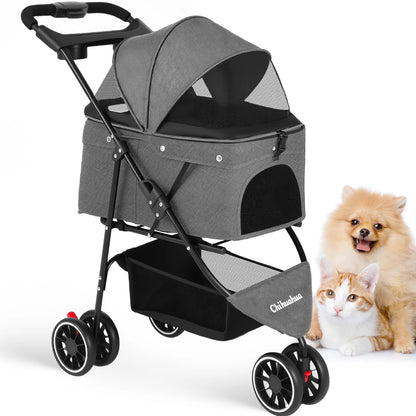 Pet Stroller For Small Puppy, Dogs & Cats, Travel Portable Dog Stroller,  Foldable