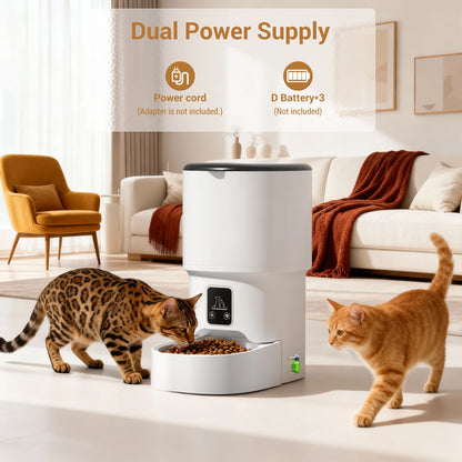 Programmable 4L Automatic Pet Feeder for Small Dogs and Cats, Up to 6 Meals Daily, Timer/Portion Control, Pet Feeding Food Dispenser