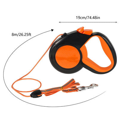 8M Retractable Dog Lead ,Heavy Duty Pet Walking Leash with Strong Reflective Tape Non-Slip Handle for Small, Medium and Large Dogs
