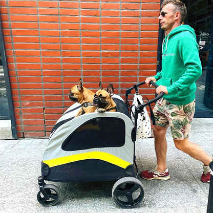 Premium Dog Stroller Pram 4 Wheel Foldable Cart, Pet Jogger Wagon for Small, Medium or Large Dogs