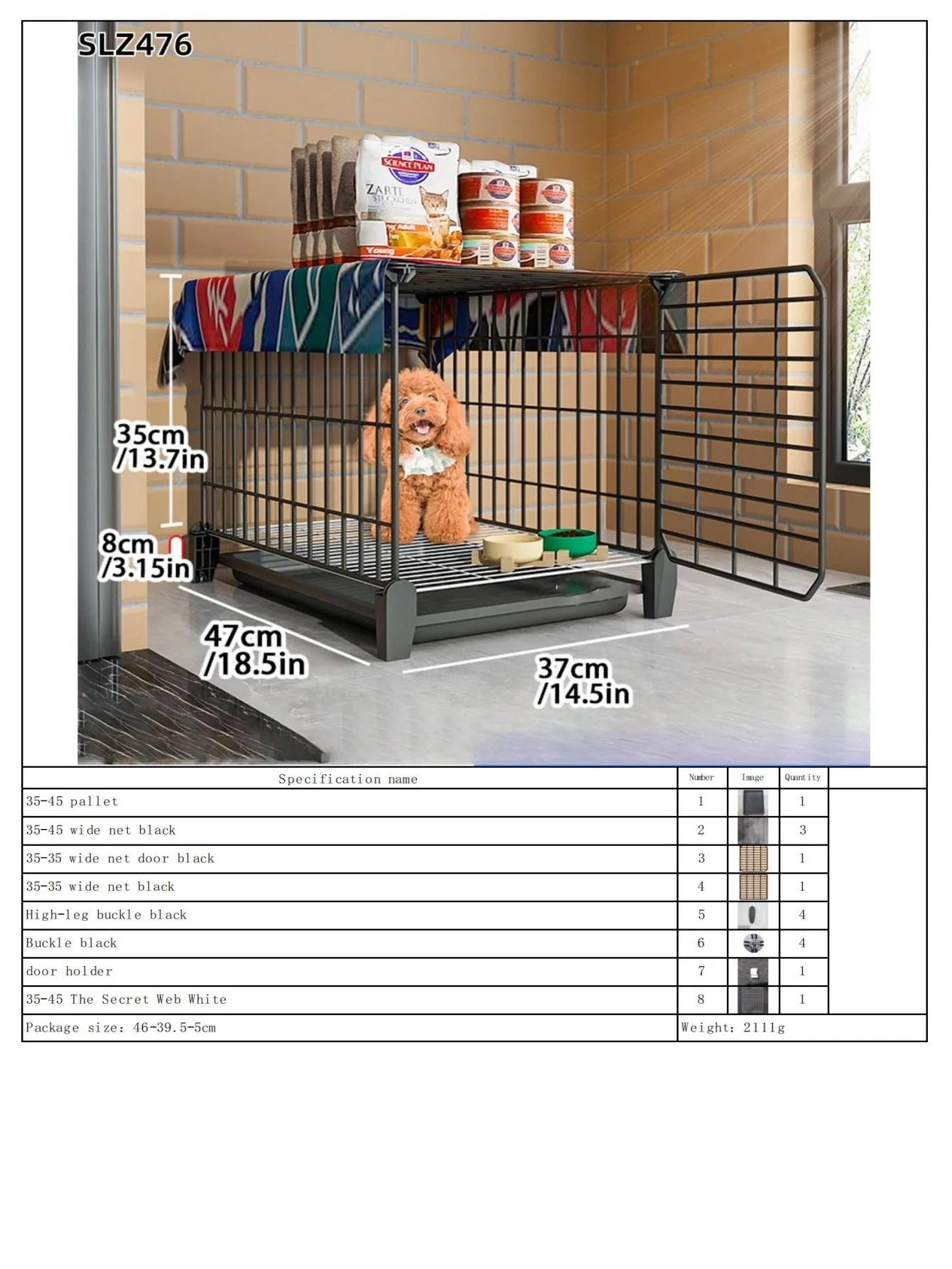 Dog Cage Small Dog Indoor with Separate Toilet Household Corgi Teddy Pomeranian House Kennel Dog Pet Fence