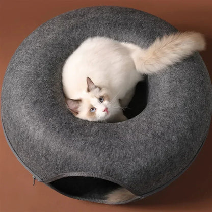 Felt Donut Bed for Cats or Small Dogs House With Breather Hole,  Dog Bed,  Interactive Play Toys for Cats to Hide 2 in