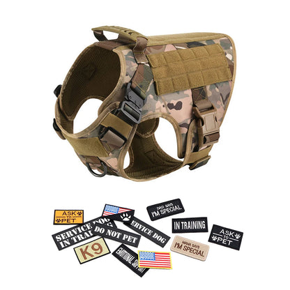 Military Large Dog Harness ,Collar Leash Bags, Patches, Set Pet Malinois Training Vests Tactical Dogs Harnesses Accessories