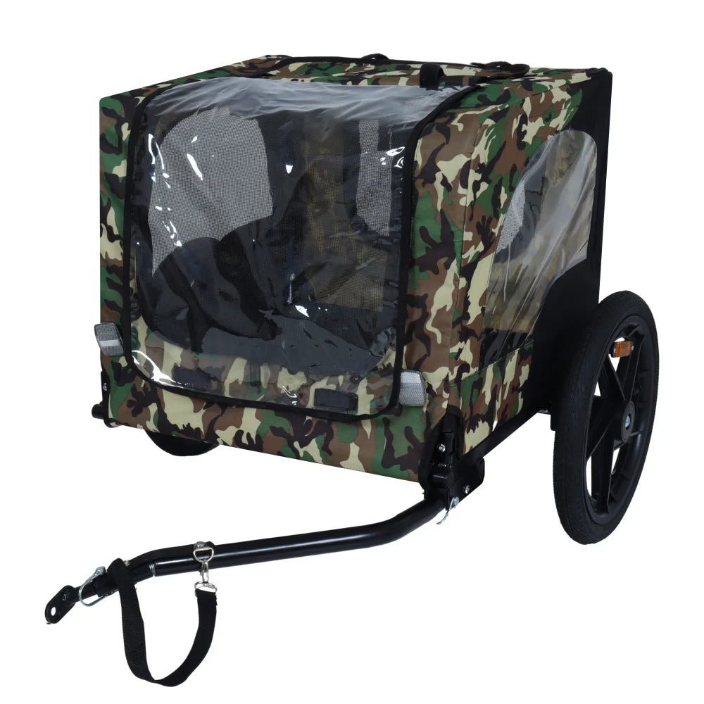 Foldable Pet Bike Trailer, Dog Bicycle Cart with Quick Release Wheels, Non-Slip Floor and, Safety Leash for Small or Medium Pets