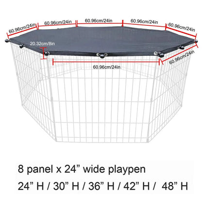 Dog or Puppy Playpen Covered from Sun and Rain, Rain Proof Cover,  Fits 8 Panels Dog Pen For Outdoor or Indoor, Escape-Proof