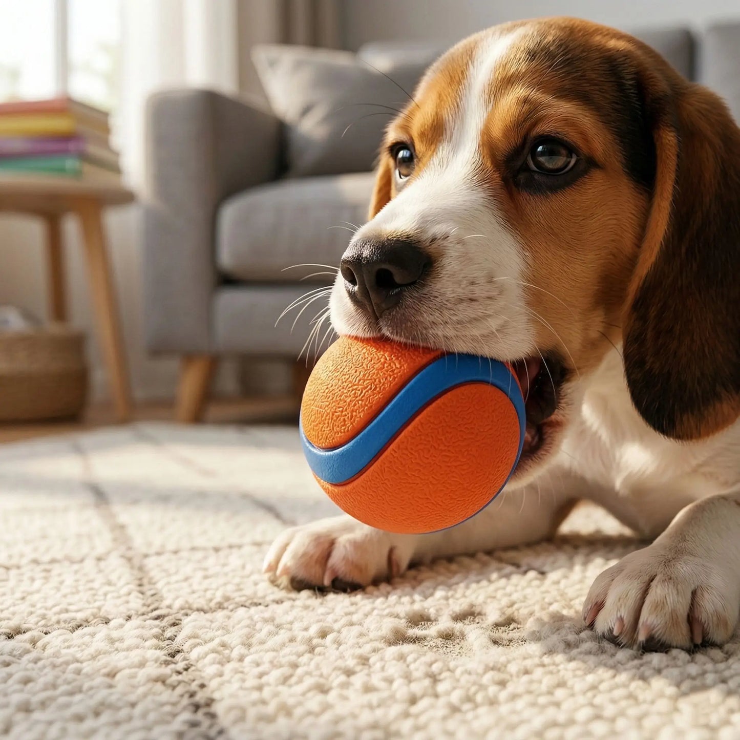 Natural Rubber Pet Bouncy Ball, Ultra Durable & High Elasticity, Interactive Chew Toy for Dogs of All Sizes