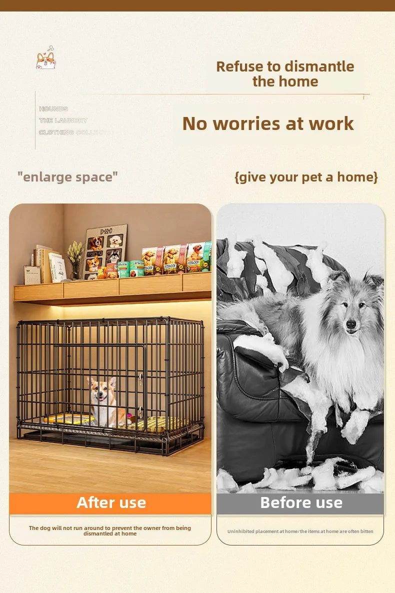 Dog Cage Small Indoor Folding with Toilet Teddy Bigbear, Medium Dog ,Corgi Border, Pet Kennel , House Kennel ,Pets House, Pet Fence