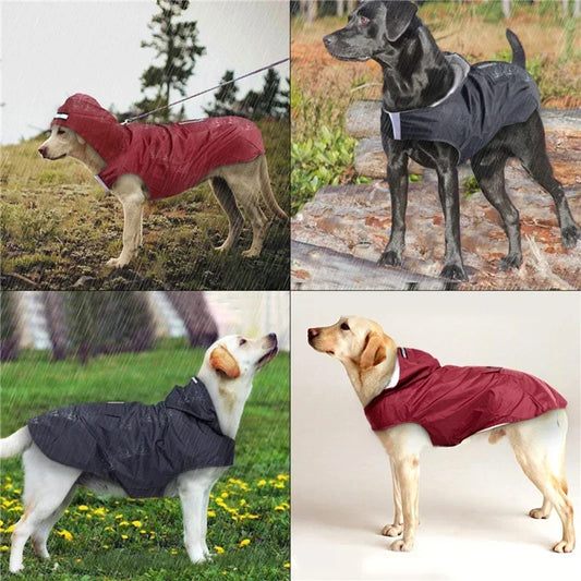 Dog Raincoat, Waterproof Hoodie,  Rain Poncho, Pet Rainwear Clothes with Reflective Stripe for All Sizes