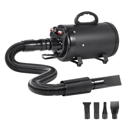 SucceBuy 2000W/2.7HP Dog Blow Dryer with Adjustable Speed and Temperature Control with 4 Nozzle and Extendable Hose for Pet Hair Grooming