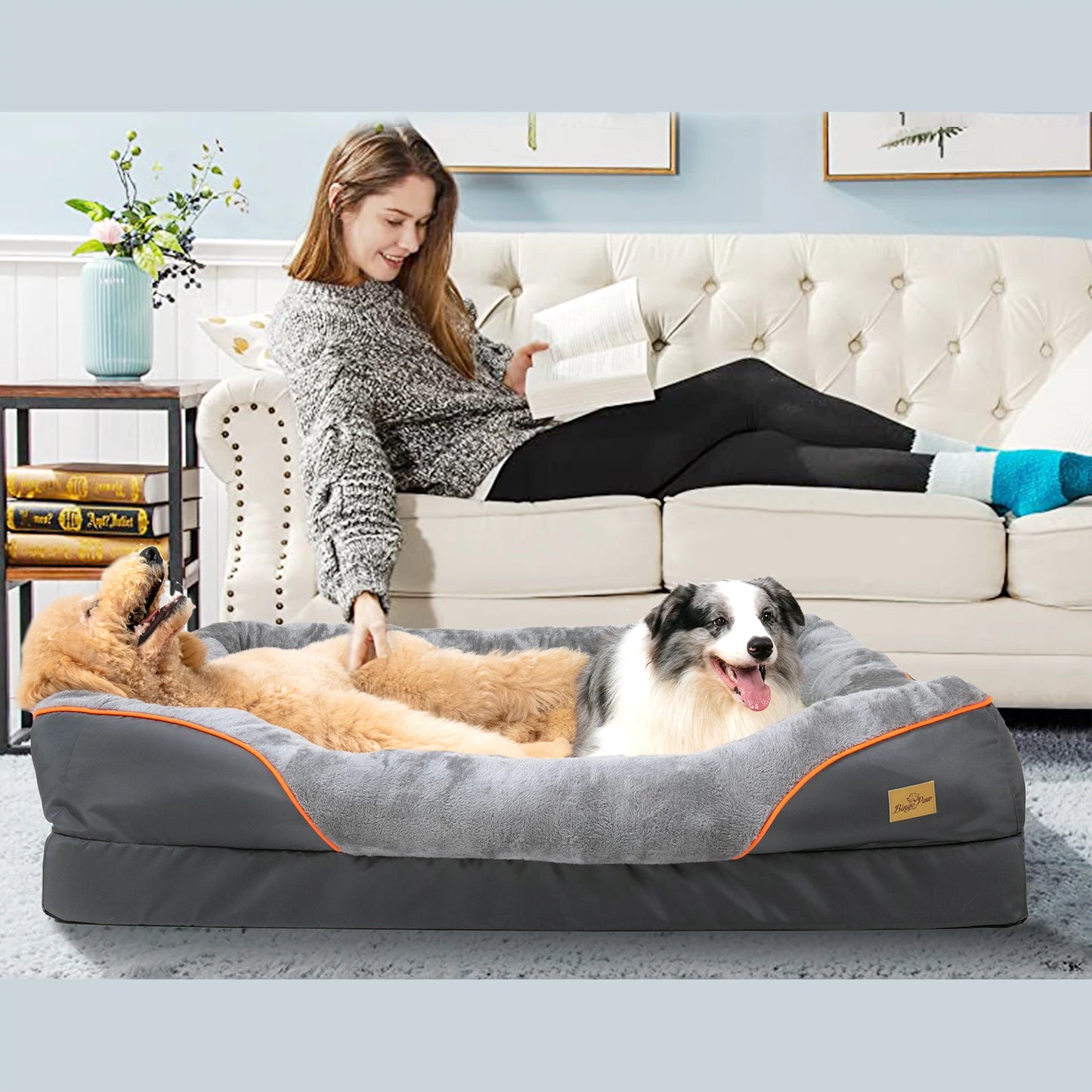 Large Dog Bed Soft and Comfortable ,Anti Allergy ,Warm Fleece, Removable Washable Cover, Waterproof
