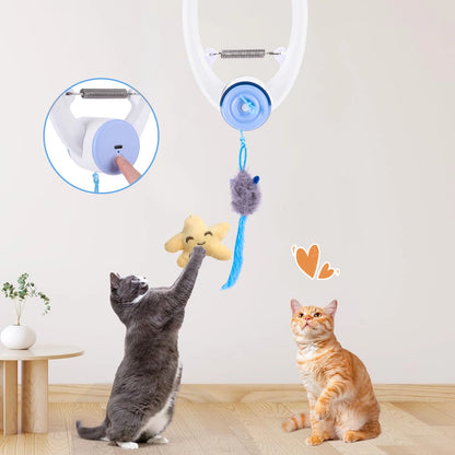 Door Hanging Automatic Retractable Kitten Toys with 3 Catnip Mice