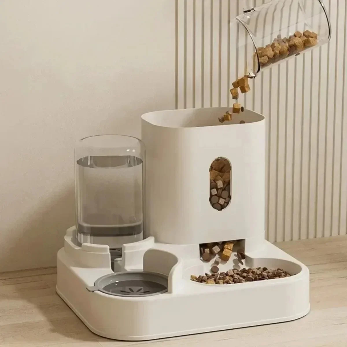 Automatic Feeder Dog or Cat Food Bowl With Water Fountain, Large Capacity Pet Food Storage Dispenser