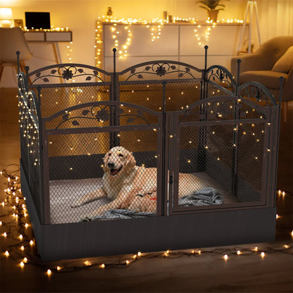 8 Panels DIY Heavy Duty Dog Playpen, Pen Outdoor or Indoor, Dog, Puppy Metal Fence with Waterproof Fertility Pad for Whelping,Training