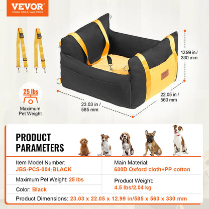 Dog Car Seat Waterproof Dog Booster Seat, Pet Car Seat with Clip-On Safety Leash, Car Bed for Medium or Large Dog