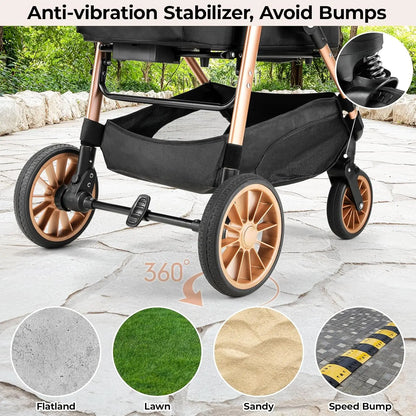 360° High Wheels Transport Foldable Cat and Dog Pet Stroller,  Max. load 25 kg/ 55lbs.