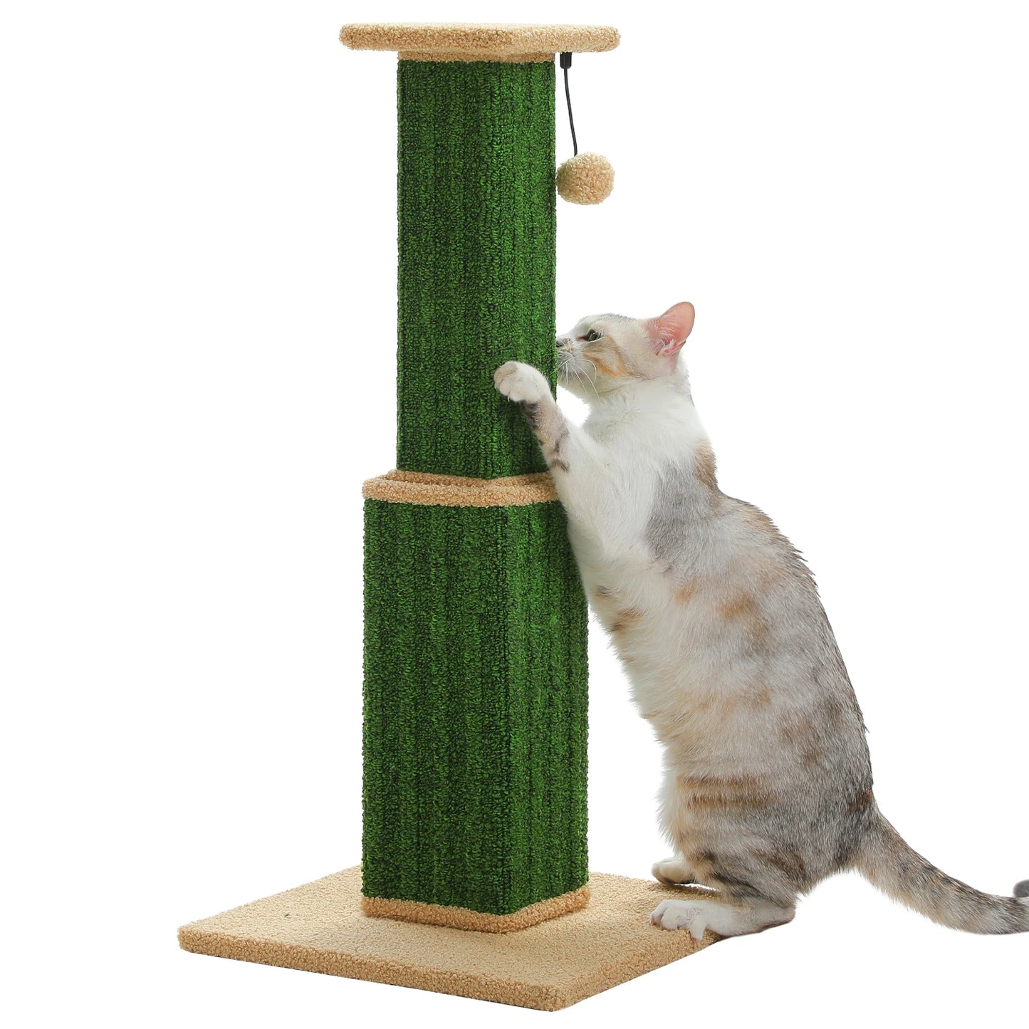 Large Cat Scratching Post for Indoor Cats, Ultimate Scratch Post with Woven Sisal Dangling Ball