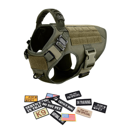 Military Large Dog Harness ,Collar Leash Bags, Patches, Set Pet Malinois Training Vests Tactical Dogs Harnesses Accessories