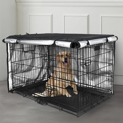 Wire Dog Crate with Cover, Double Door, Cover 42 Inches Heavy Duty Oxford Fabric