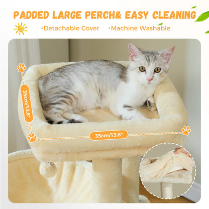 Large Cat Tree for Indoor Cats, Multi-Level Cat Tower with Sisal Scratching Post, 2 Spacious Condo, Cat Scratching Pad