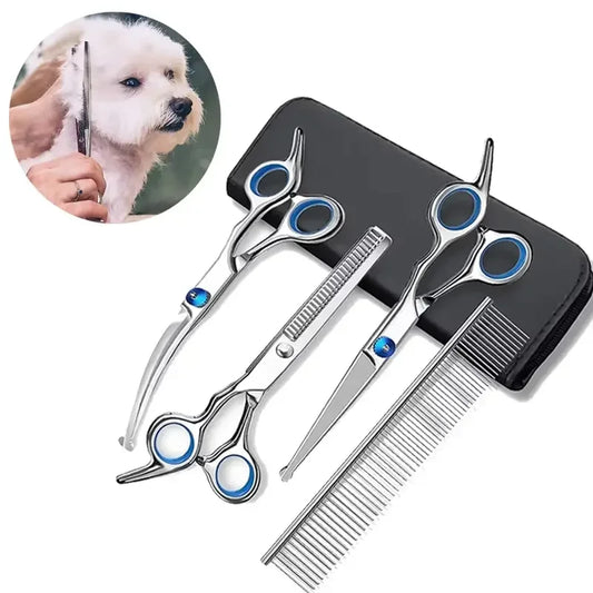 Ambidextrous Pet Safe Scissors Stainless Steel Dog Grooming Shears with round Head for Precision Trimming