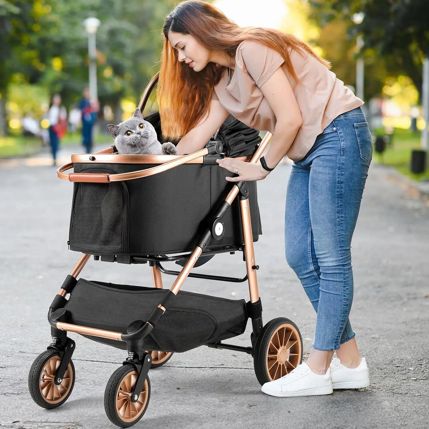 360° High Wheels Transport Foldable Cat and Dog Pet Stroller,  Max. load 25 kg/ 55lbs.
