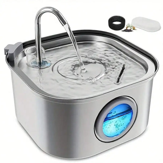 1pc 108.2oz Stainless Steel Quiet Cat and  Dog Water Fountain USB-Powered