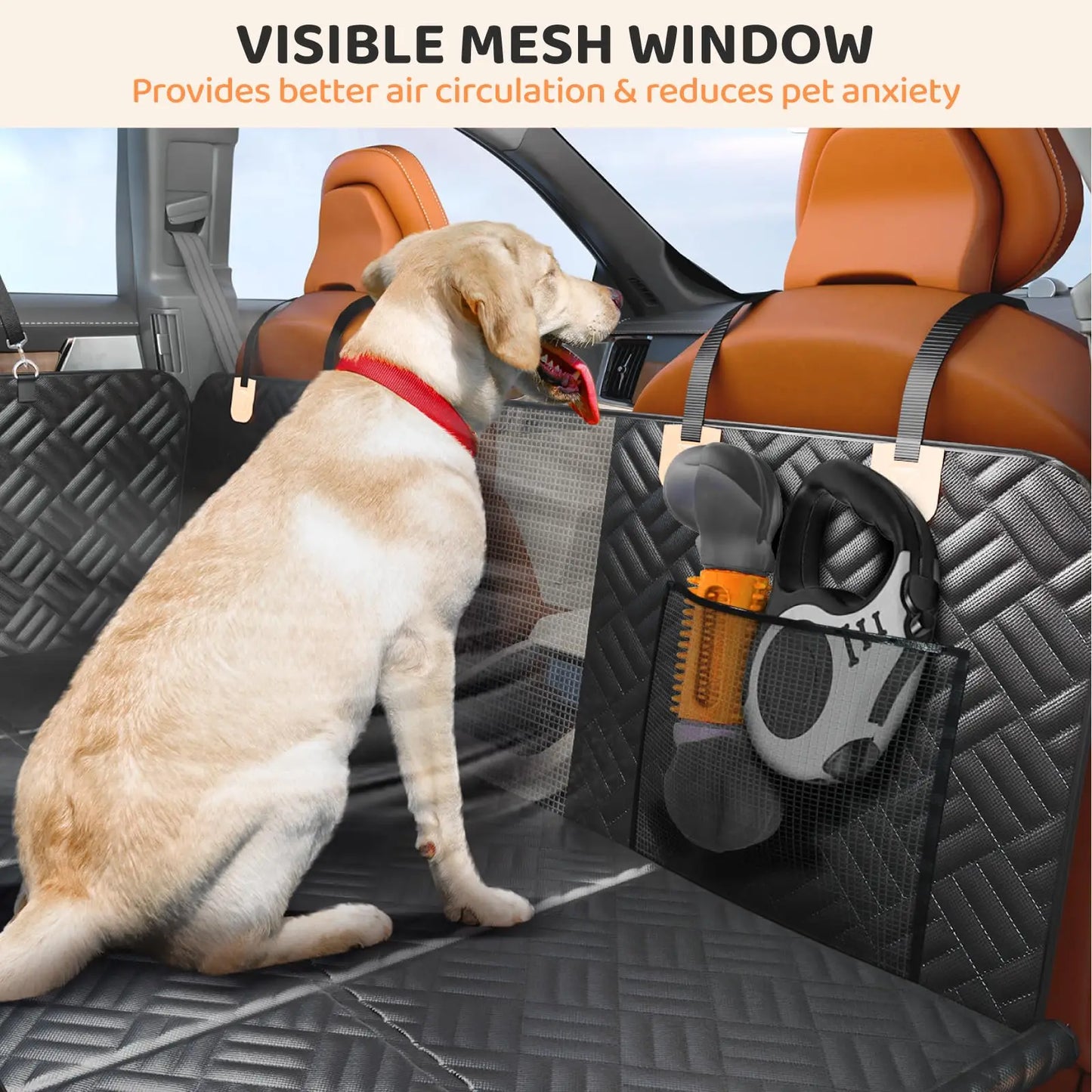 Car Rear Seat Dog Seat Cover, Hard Bottom, Rear Seat Extender, Load-Bearing 400 Pounds, Heavy-Duty Anti-Scratch, Washable Dog Hammock for Cars and Suvs