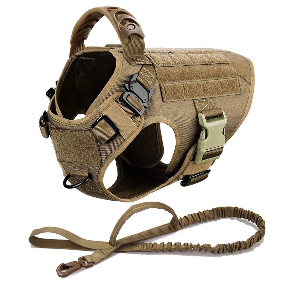 Tactical Dog Harness, Leash Set for Large Dogs, Military Harnesses for Training and Walking or Hunting