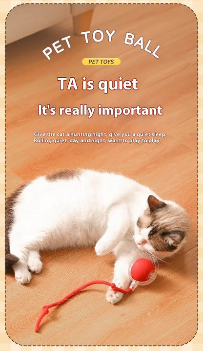 2Pcs Cat Interactive Ball, Automatic Rolling Ball Faux Tail ,Rechargeable Smart Pet Electric, Imitates a mouse
