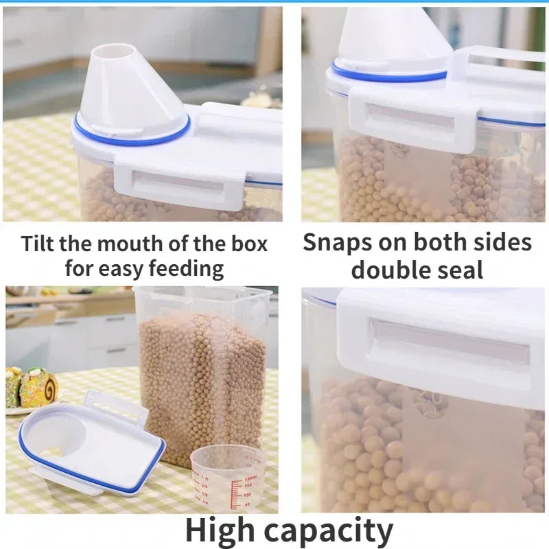1.5kg/2kg Dog or Cat Food  Plastic Storage Tank with Measuring Cup, Container Moisture-proof Sealed Jar