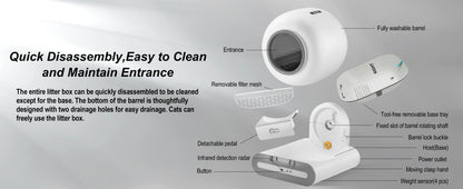 DOEL 65L Self-Cleaning Cat Litter Box App Control, ONLY Supports 2.4G WiFi w/Litter Mat&Trash Bags, Fit for Tofu & Mixed Litter