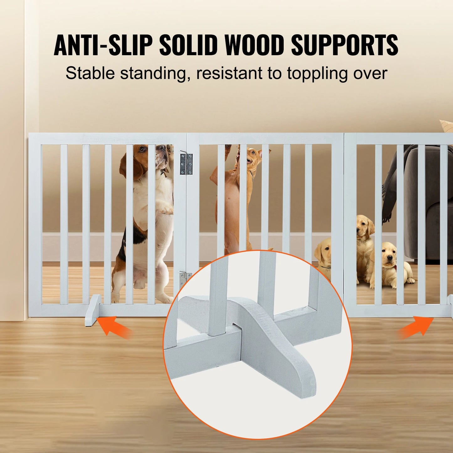 SucceBuy Free Standing Dog Gate, Freestanding Pet Gate with 3 Panels, Foldable for Narrow Passageways, Expandable Dog Barrier