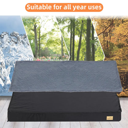 Large Orthopaedic Dog Bed Waterproof Cushion, Pet Mattress 2 In 1 Pet Dog Crate Bed with Removable Washable Cover Indoor Outdoor