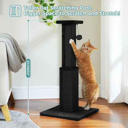 Large Cat Scratching Post for Indoor Cats, Ultimate Scratch Post with Woven Sisal Dangling Ball