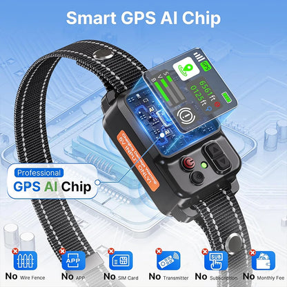 2025 Upgrade Pet GPS Wireless Electronic Fence Dog Fence and Barking Stopper, Dog Trainer Training Electric Shock Collar