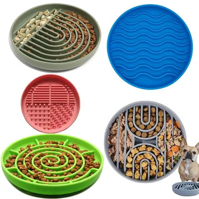 Pet Cat and Dog Slow Food Bowl, Anti-choking , Non-slip, Multiple Colors and Shapes