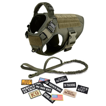 Military Large Dog Harness ,Collar Leash Bags, Patches, Set Pet Malinois Training Vests Tactical Dogs Harnesses Accessories