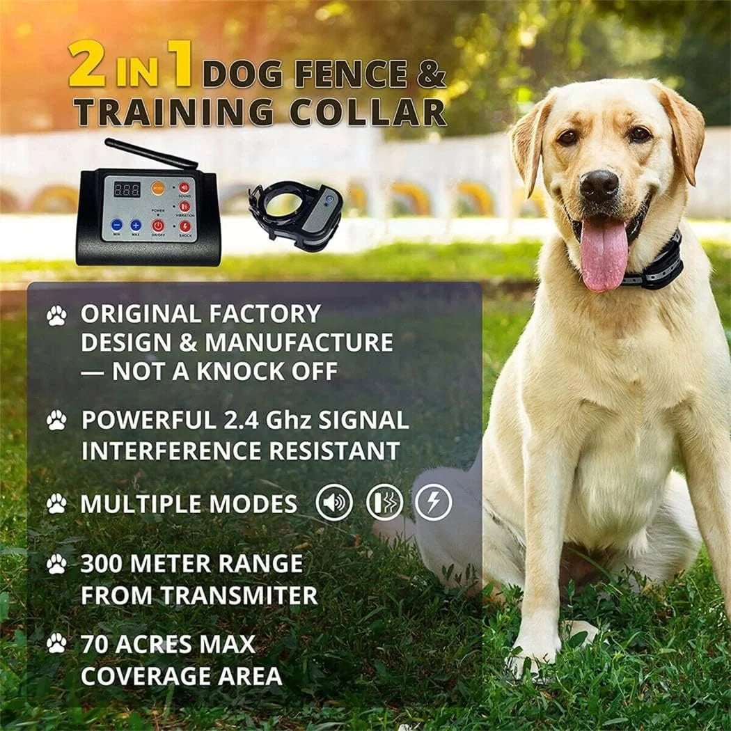 Wireless Dog Fence Electric Pet Containment System, Shock Collars For 3 Dogs Adjustable Range