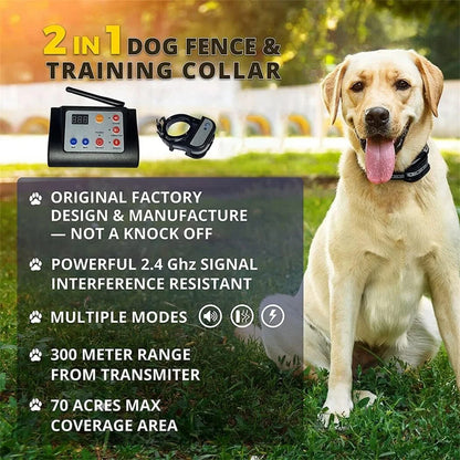 Wireless Dog Fence Electric Pet Containment System, Shock Collars For 3 Dogs Adjustable Range