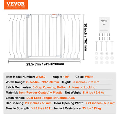 SucceBuy Baby Gate 28/30/36 Inches High, Dog Gate Easy Step Walk Thru, Child Pet Security, Pressure Mount Kit w/ Wall Cups