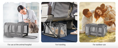 Airline Approved Pet Carrier for Cats and Dogs, Soft Travel Bag with Breathable Honeycomb Board,Removable Support Board for Pet