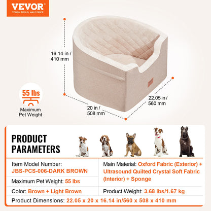 Dog Car Seat Waterproof Dog Booster Seat, Pet Car Seat with Clip-On Safety Leash, Car Bed for Medium or Large Dog